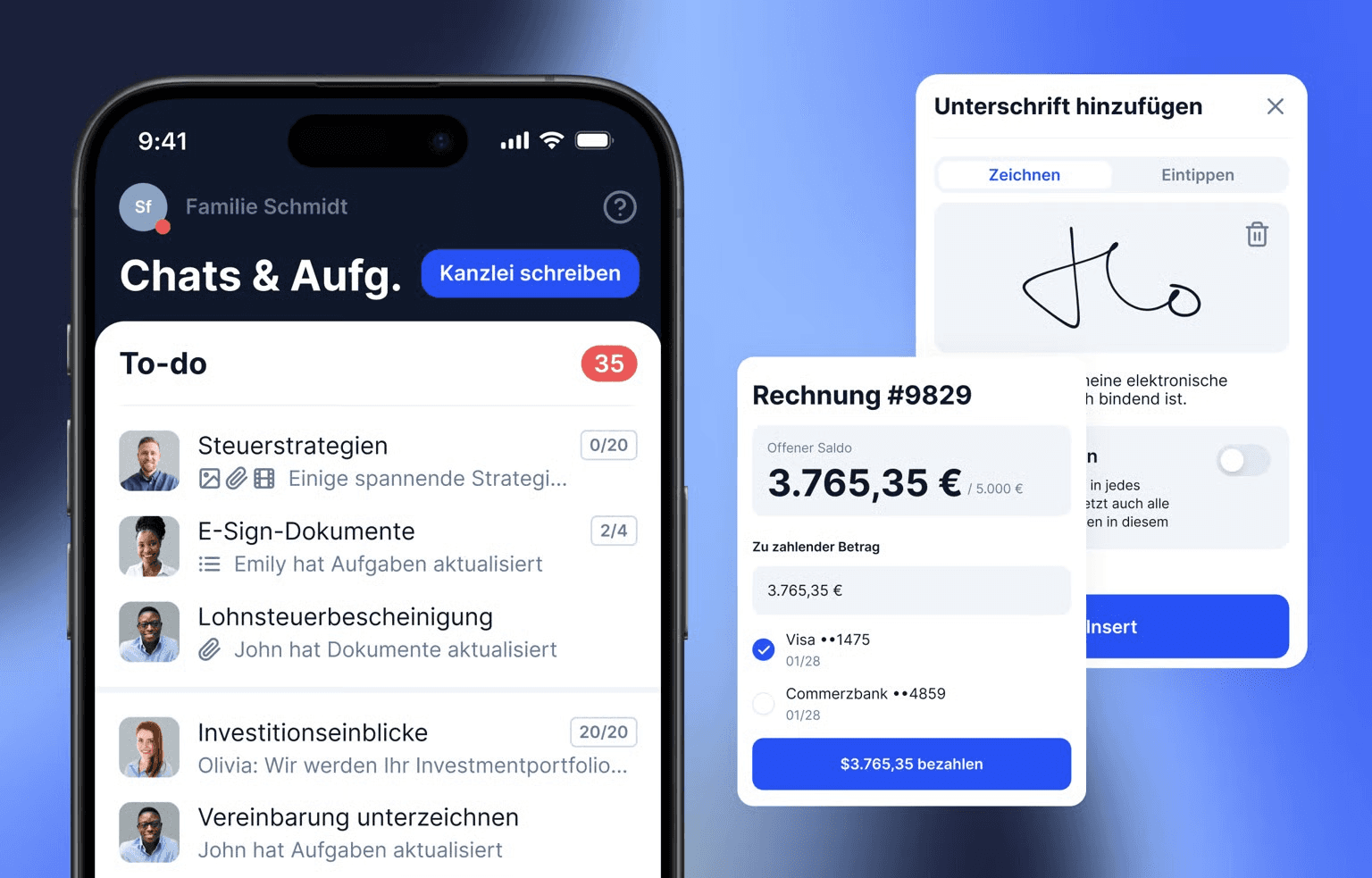 TaxDome Mandantenportal – Chats, Aufgaben & digitale Unterschrift
